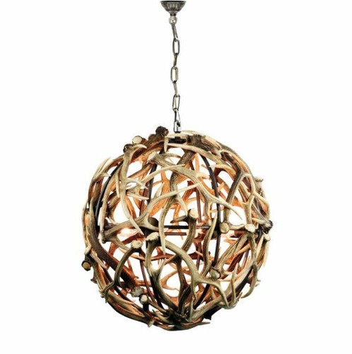 Lampadario con vere corna - , di