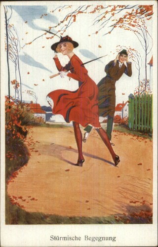 Beautiful woman windy fall - woman, day