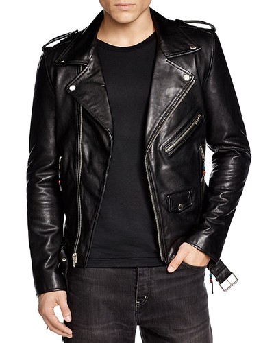 Giacca biker uomo pelle nera