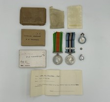 Royal Observer Corps Long Service 1st Type Medal & Bar Thompson Carlisle WW2 ROC