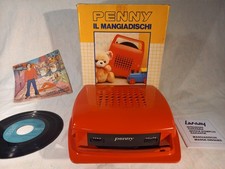 Mangiadischi Penny rosso corrente/batterie con scatola, manuale e dischi