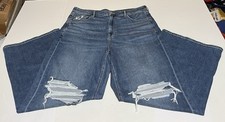 Jeans American Eagle super high rise larghi gamba larga effetto invecchiato 18 reg 38x32