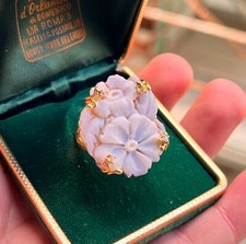 ANELLO BELLISSIMO CAMMEO ANTICO VITTORIANO FINEMENTE INTAGLIATO CONCHIGLIA SFUSO MISURA 7,5