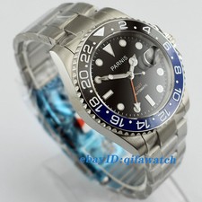 Orologio Uomo Automatico 40mm Parnis Zaffiro GMT Lunetta Ceramica Quadrante Nero 2173