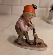 Vecchissima statuina Bertram & Apel Wagner ragazzo con flauto Germania 