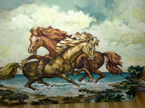 Cavalli galoppo olio su - galoppo,