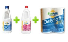 DISGREGANTE SANITY 1 LT + PROFUMATORE RINSING 1 LT + CARTA IGIENICA WC CAMPER