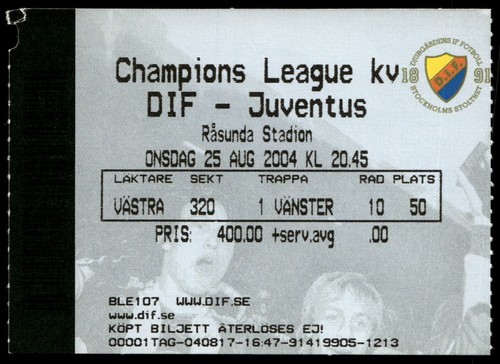Biglietto 2004 djurgardens - biglietto,