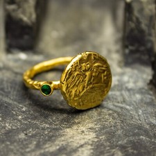 Anello antico gufo greco Atena moneta | anello fatto a mano | gioielli romani | regalo lei
