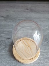 CUPOLA CAMPANA VETRO CON BASE IN LEGNO MISURE ALTA 15 CM,DIAMETRO BASE VETRO 11.