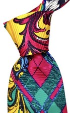Daniel’s Tie Luxury Silk 100% Baroque Pattern Multicolor Perfect Handmade 9,5 Cm