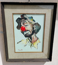 vecchio quadro cornice legno PAGLIACCIO CLOWN BUFFONE SALTINBANCO - GANELLI