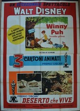manifesto 4FG 3 CARTONI ANIMATI WINNY PUH DESERTO CHE VIVE WALT DISNEY