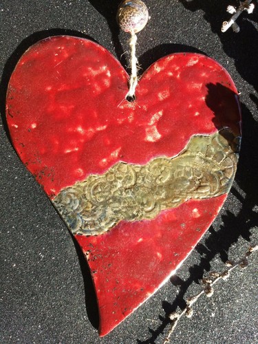 Cuore decorativo ceramica raku - cuore,