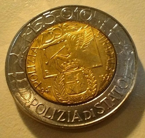 Moneta 500 lire polizia - moneta,