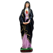 Statua della Madonna Addolorata in resina piena con occhi dipinti 30 cm