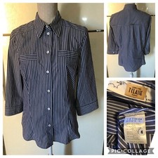 Camicia A RIGHE TRE QUARTI Donna PRIMA CLASSE ALVIERO MARTINI TG 46 BLU E BIANCA