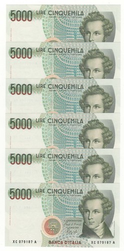 5000 lire bellini serie - lire,