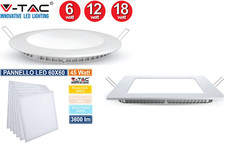 PANNELLO LED V-TAC FARO FARETTO DA INCASSO DA 3W 6W 12W 18W QUADRATO ULTRA SLIM