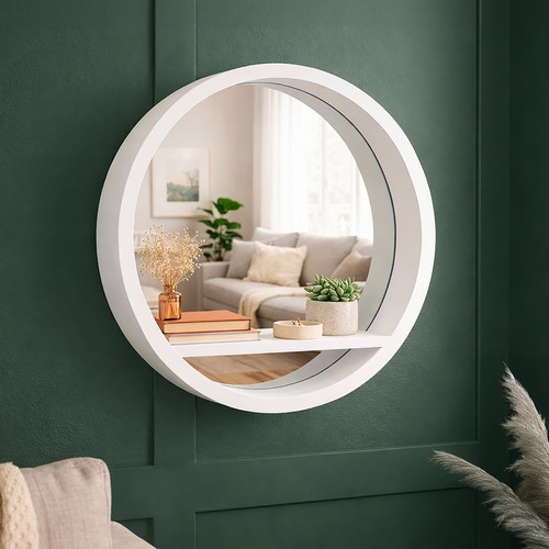 Specchio rotondo bianco - , con