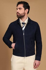 Giacca Camoscio Blu Colletto