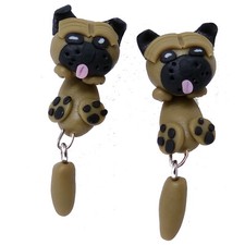 Coppia orecchini 3D cane cagnolino CARLINO idea regalo ragazza amante animali