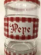 FERRERO NUTELLA BARATTOLO CONTENITORE VASO IN VETRO PEPE COLORE ROSSO ANNI 80