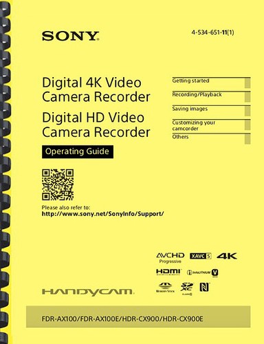 Sony fdr ax100 guida all - sony,