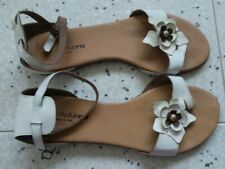 Sandali donna infradito, pelle bianchi, n.40, cinturino caviglia