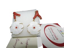 Orecchini cammeo cameo di Argento 925 P con Corallo di pietra Oro 18kt Pendenti