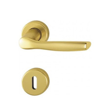 Coppia Maniglia per porte interne Milano satinata alluminio Oro moderna