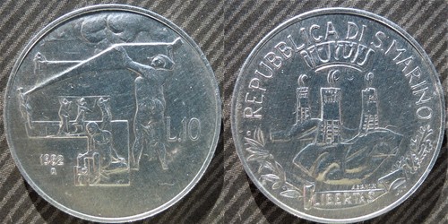 San marino 10 lire - , 1982