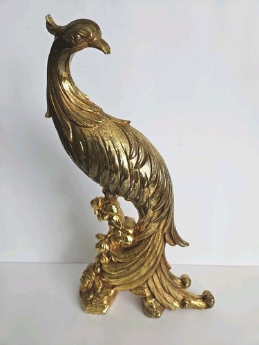 Statue uccellino pavone oro