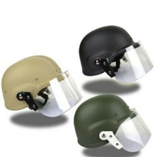 Casco antisommossa testa intera ABS tattico + maschera protezione viso trasparente antisommossa