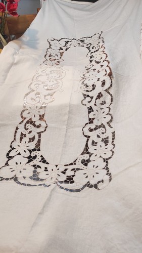 Tovaglia lino ricamata a - lino,