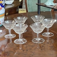 Servizio di Bicchieri vetro a calice vintage in cristallo serigrafato anni 50