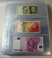 10 FOGLI TRASPARENTI A4 PER BANCONOTE TRE SCOMPARTI