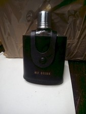 Porta Liquori Vintage Da Viaggio Fiaschetta Whisky Cognac Inox Pelle