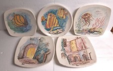 SET 5 piatti parete VINTAGE ceramica design anni 50/60 firma ENI/BOUQUET MARINA