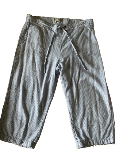 Misto lino blu bianco capris - bianco,