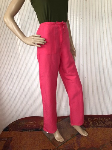Pantaloni ampi lino rosa - ampi,