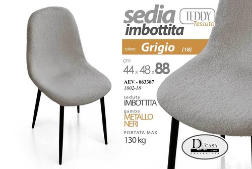 Sedia metallo tessuto grigio - metallo,