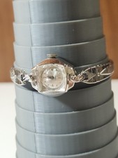 Orologio da donna vintage VULCAIN 17 Jewels svizzero carica manuale cassa ammortizzata tono argento