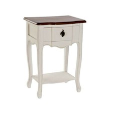 TAVOLINO COMODINO PROVENZALE LEGNO BIANCO SHABBY CHIC VINTAGE FRANCESE 48X35H67