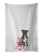 Caroline's Treasures Pit Bull Blue So Loved Kitchen Towel Set of 2 WDK3972WTKT