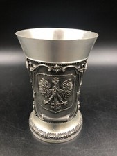 Boccale bicchiere Reale da birra acqua vino in peltro con stemma poliart