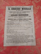 Periodico Musicale Milano 1872: Spartiti, Pianoforti, Cembali a Vetri d'Epoca