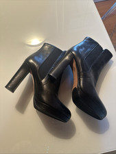 PINKO stivaletti tronchetti pelle nera tacco alto stabile