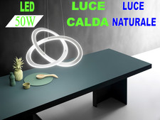 Yara lampadario grande salone led 50w anelli design luce calda o naturale