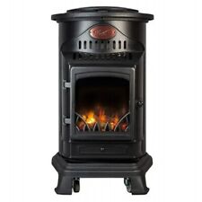 Stufa a Gas 3.4 Kw Effetto Camino Fiamma Vera Nero Matt con Controllo Calore